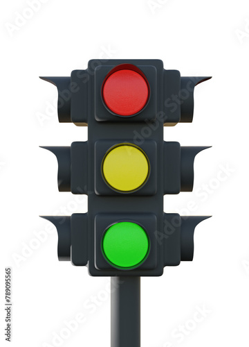 Traffic light on transparent background, red color light,yellow color light,green color light, Traffic light for traffic concept.