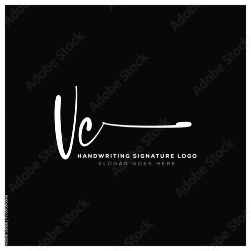 VC initials Handwriting signature logo. VC Hand drawn Calligraphy lettering Vector. VC letter real estate, beauty, photography letter logo design.