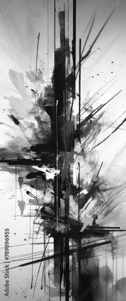 Black and White Painting of a Cross