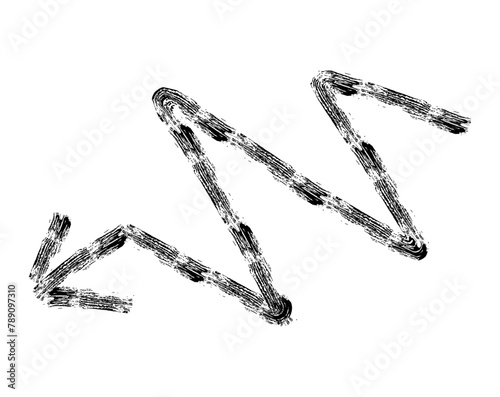 Hand drawn simple arrow drawn with wax crayon, chalk or charcoal. Uneven dry texture for underlining highlighting. Pencil drawn lines, strikethrough, grungy vector isolated on white