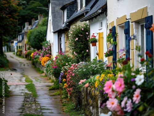Quaint Countryside Charm  Colorful Streets and Charming Cottages