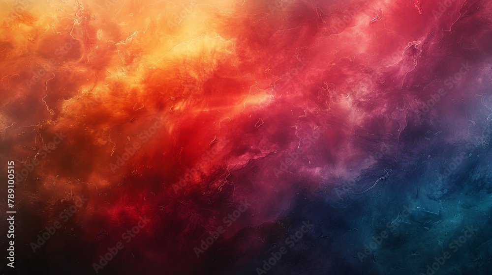 Abstract background with a dramatic transition from fiery red to cool blue tones, resembling a vibrant, cosmic nebula.