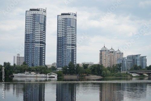 Newest skyscrapers on the banks of the Dnieper in Kyiv.