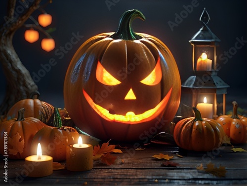 Halloween Orange pumpkin with smile