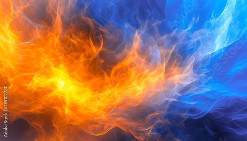 Image of conflict between red and blue flames photo