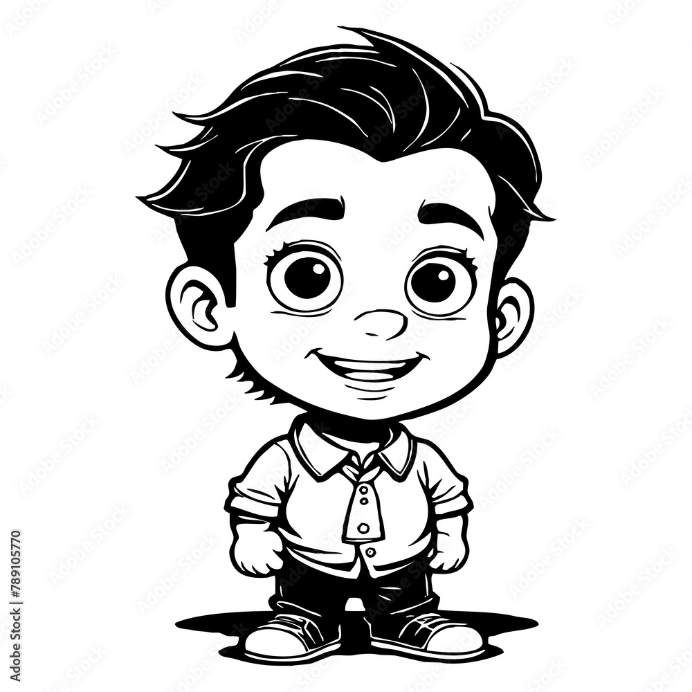 Black and white cartoon . Pattern for  T-shirt, covers. Generated by Ai