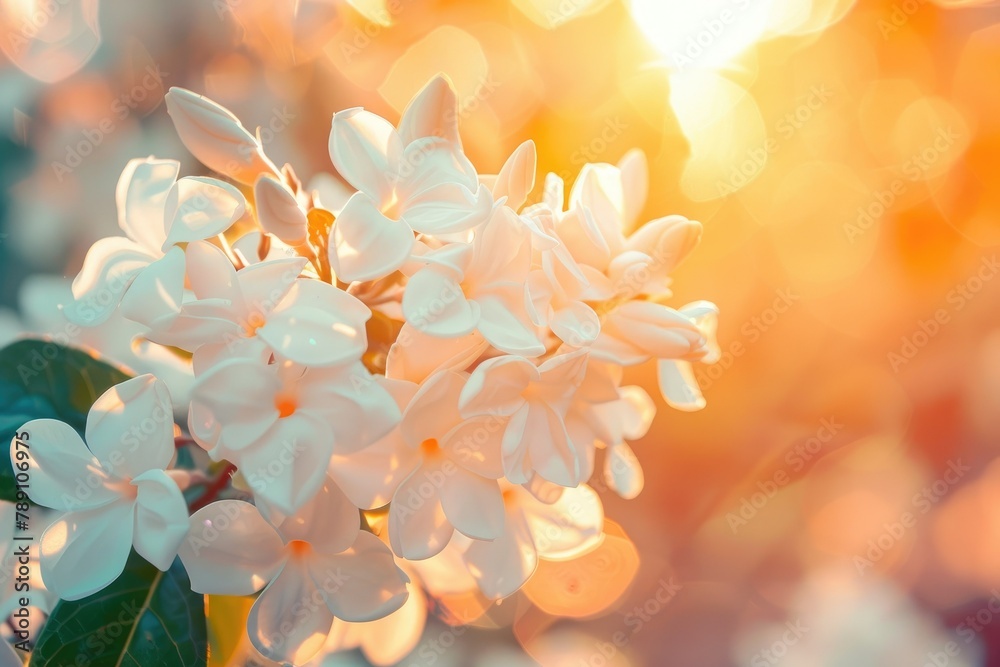 Ethereal Radiance of Jasmine Blooms in Vibrant Sunlight