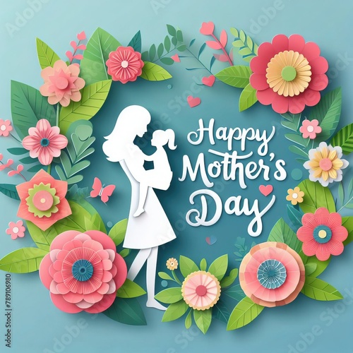 illustration of happy mother day photo