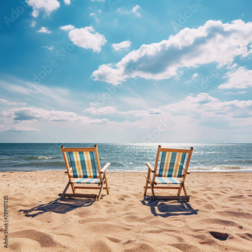 Beachside Bliss: Empty Chairs on Sandy Shores