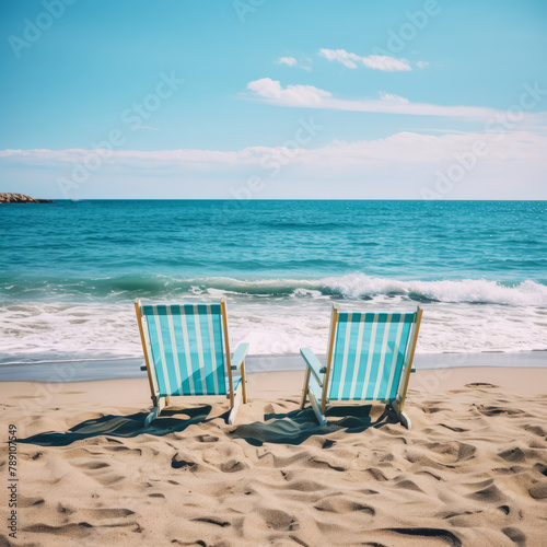 Seaside Serenity: Chairs Await by the Ocean