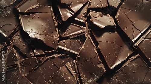 Broken chocolate bar texture background : Generative AI