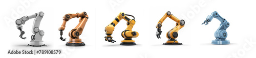 Set of Robotic arm manufacturing industry on transparency background PNG
