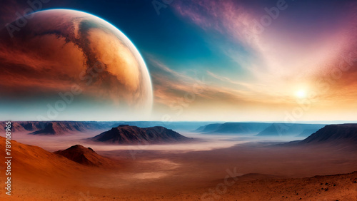 Fantastic alien planet  breathtaking landscape