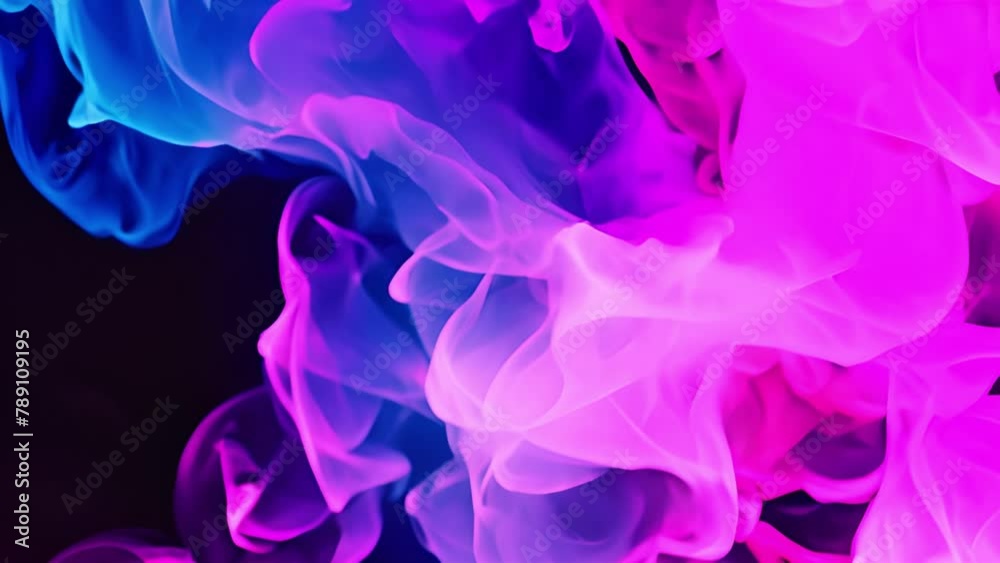 Atmospheric Neon Smoke Abstract Color Background. Pink and blue thin lines smoke on black background 4k video effect glowing Atmospheric Neon Smoke Abstract Color Background. Pink and blue thin lines smoke on black background 4k video effect glowing