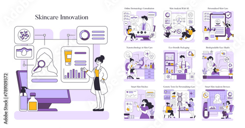 skincare innovation. Flat Vector Illustration