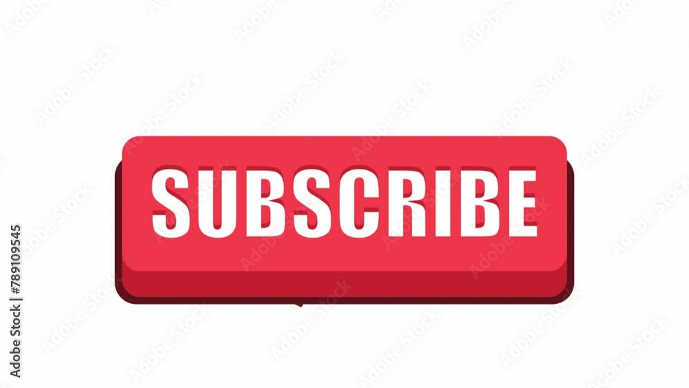 Animation of clicking subscribe button. flat 3d style red subscribe button on transparent background. Animation of clicking subscribe button. flat 3d style red subscribe button on transparent background.