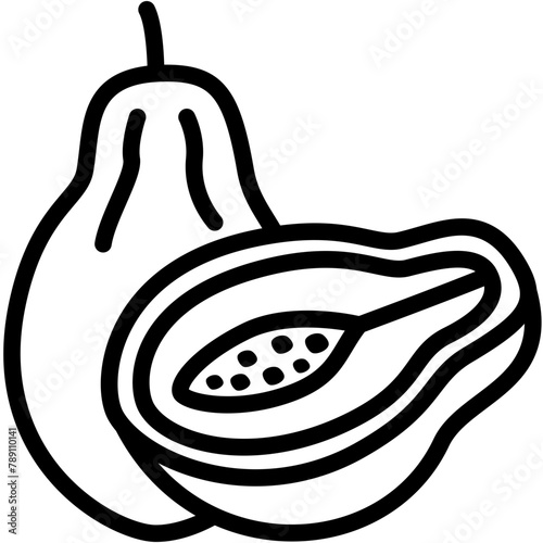 Papaya Slice Line Icon