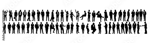 set of vector Business people silhouettes group of standing and walking business people, working man, suit, office man  © Xharites