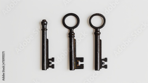 Three Identical Vintage Keys in Minimalistic Style © AIScenes
