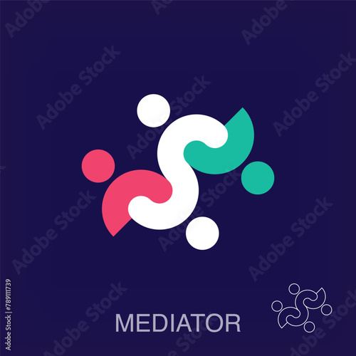 Creative people mediator shape logo. Company and customer logo template vector.