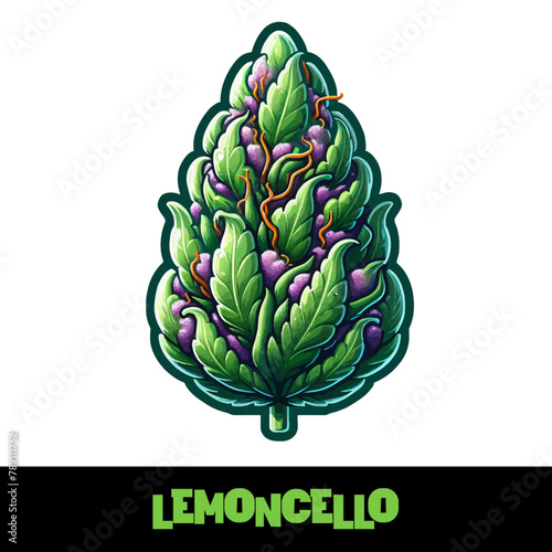 Vector Illustrated Lemoncello Cannabis Bud Strain Cartoon