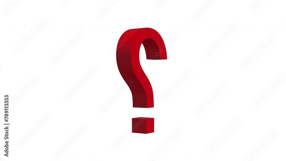 Question mark 3d symbol animation on a white background Question mark 3d symbol animation on a white background