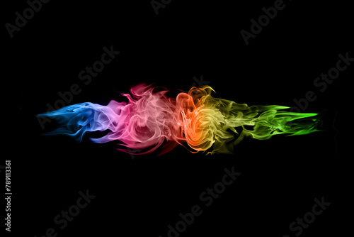 Abstract colorful flame pattern black background © prapann