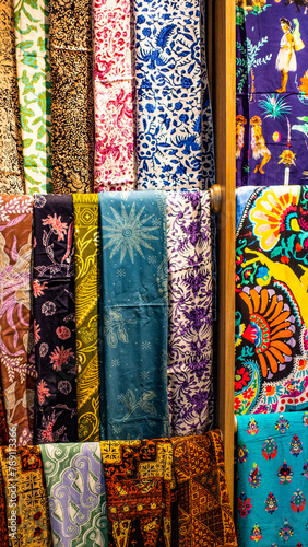 Photos Bali March 2024 - Colorful sarongs on sale in the markets in Bali, Indonesia