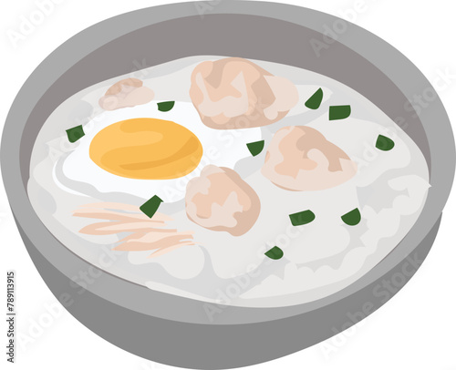 Pork congee on a transparent background.
