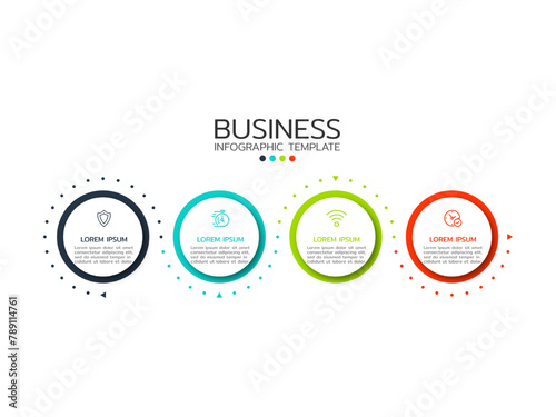 Business Infographic template. Time line design with numbers 4 options or steps and icons.
