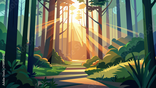 Beautiful sunlight in the forest