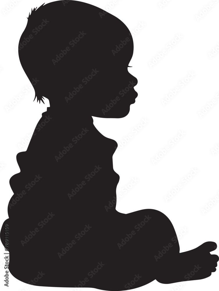 baby sit silhouette vector black on white background