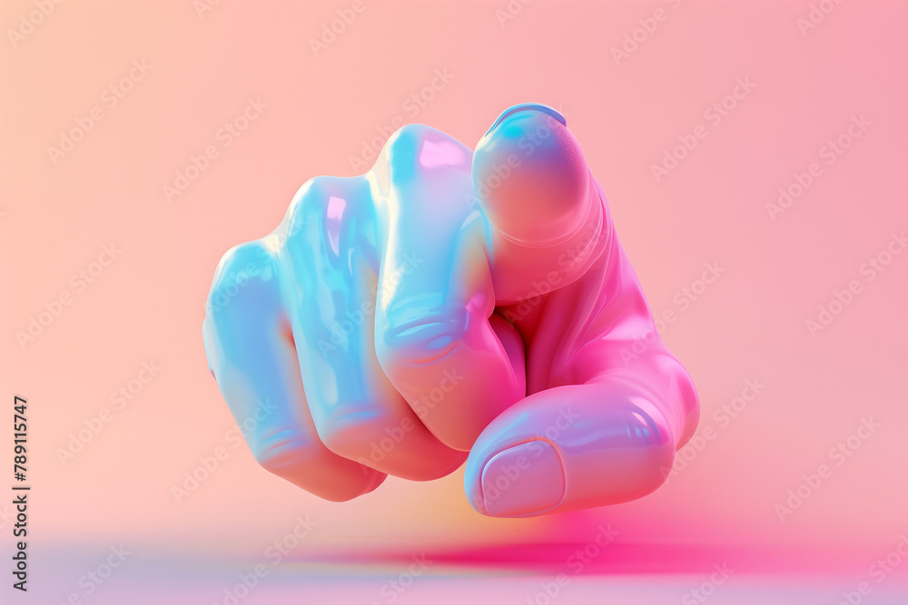 Cartoon 3d Pointing Finger, Emoji For Social Media Messages, 3d Style 