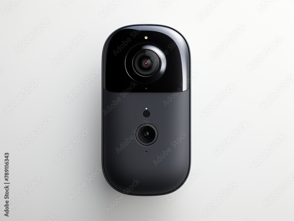 Fototapeta premium Small, black and wireless electronic device with sensors and with built-in camera сreated with Generative Ai