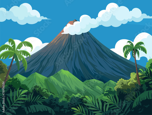 background, The Mount Fuji in Japan., very simple and isolate in the style of animated illustrations, background, text-based