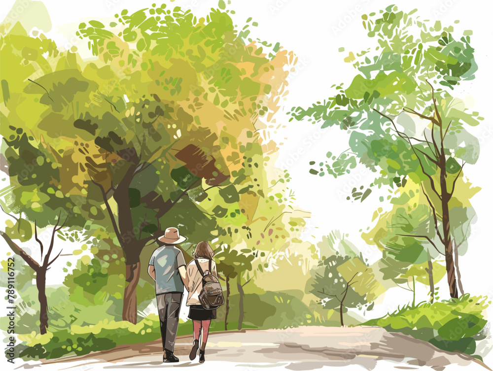 white background, Taking a leisurely stroll in the park, in the style of animated illustrations, background, text-based