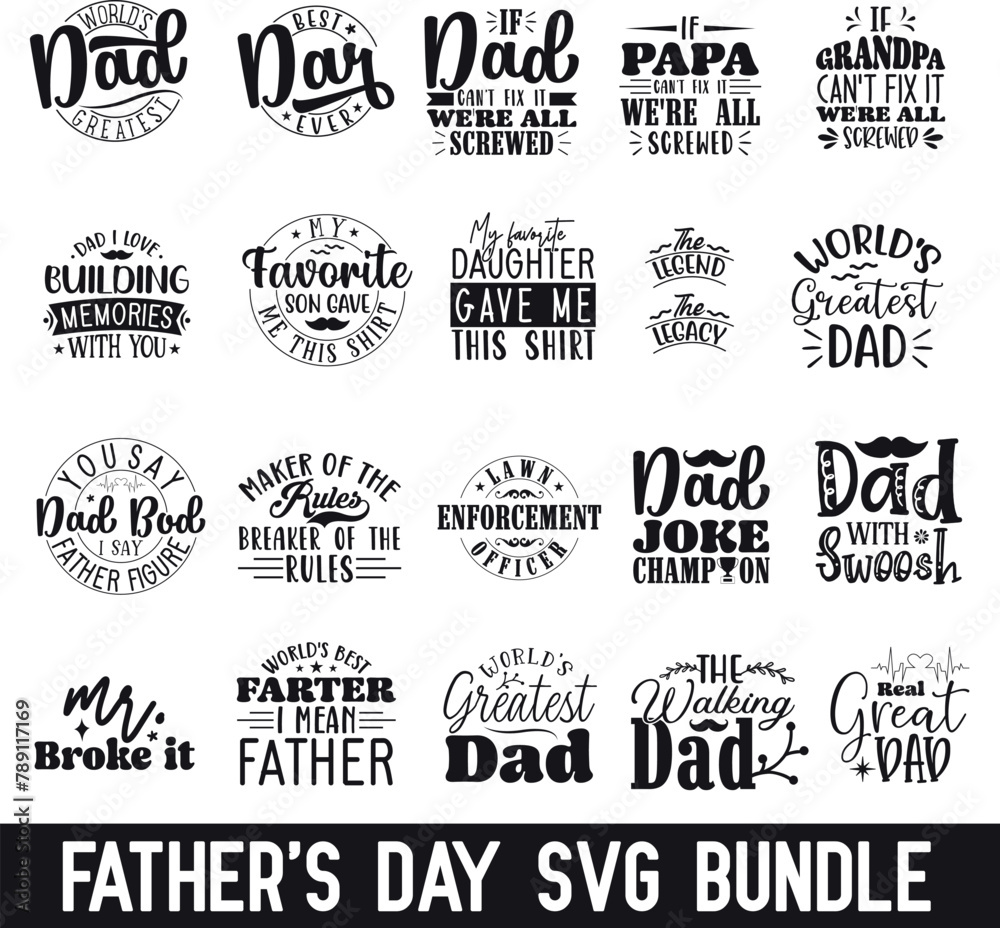 Fototapeta premium Father's day svg bundle