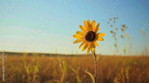 Yellow flower in a field horizontal