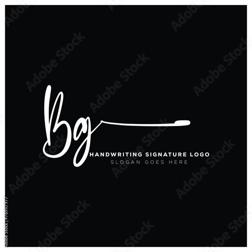 BG initials Handwriting signature logo. BG Hand drawn Calligraphy lettering Vector. BG letter real estate, beauty, photography letter logo design. photo