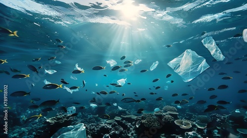 Plastic pollution in ocean © Nikodem