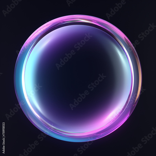 circle shape, crystal clear, glass look, little bit purple shades, black background сreated with Generative Ai