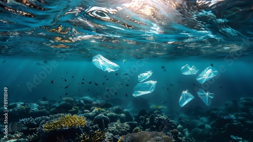 Plastic pollution in ocean © Nikodem