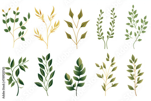 branches with leafs ecology set icons vector illustration design vector illustration design