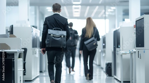 Employees leaving the office on time, emphasizing the importance of work-life balance,