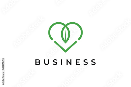 Leaf  Letter M Love Logo Vector Design Template. Symbol Leaf M Love Design 