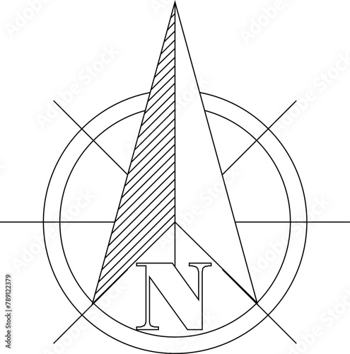 vector image of windrose sign icon design for cardinal directions for map completeness