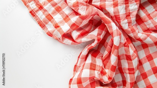 Kitchen table cloth Cooking towel isolated on white background Top view flat lay with copy space : Generative AI