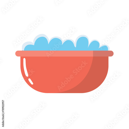 Laundry tub vector illustration, water basin flat icon, red washing tub image