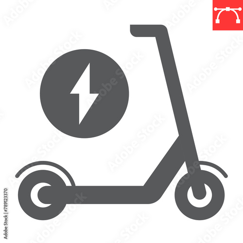 Electric scooter glyph icon, ecology and transport, ecological transport vector icon, vector graphics, editable stroke solid sign, eps 10.