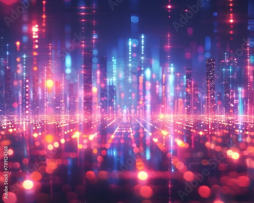 Radiant Fiber Optic Cityscape Glowing Urban Connectivity and Futuristic Technology
